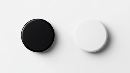 White and black round badge mockup on a white background,  png