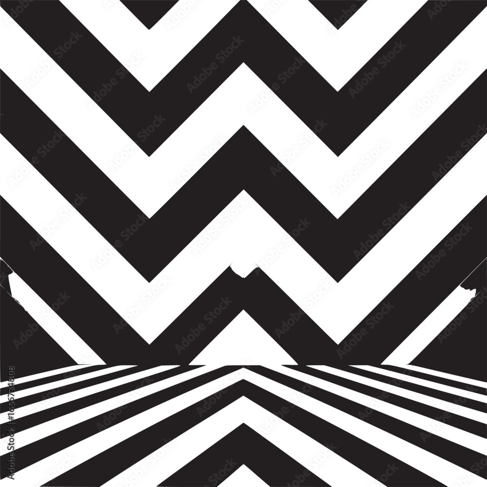 Poster vector art of abstract geometric pattern with zigzag lines and optical illusion effect for modern de
