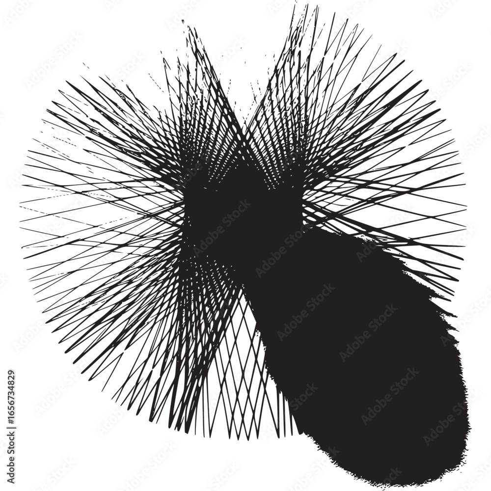Poster vector art of abstract black wire structure forming a complex geometric sphere