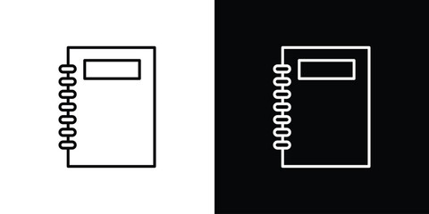 Spiral Notebook Icon Isolated on White and Black Backgrounds