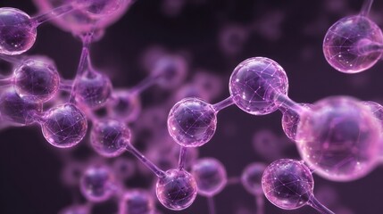 glowing purple molecule network atoms