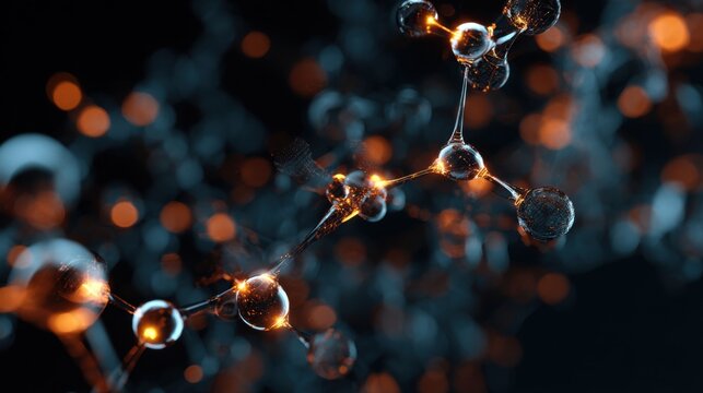 glowing molecules abstract network