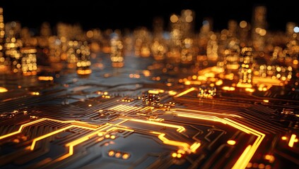 Circuit board cityscape