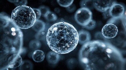 network spheres floating dark background