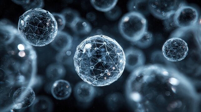 network spheres floating dark background