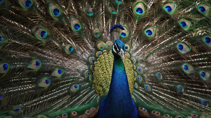 Fototapeta premium peacock with feathers out