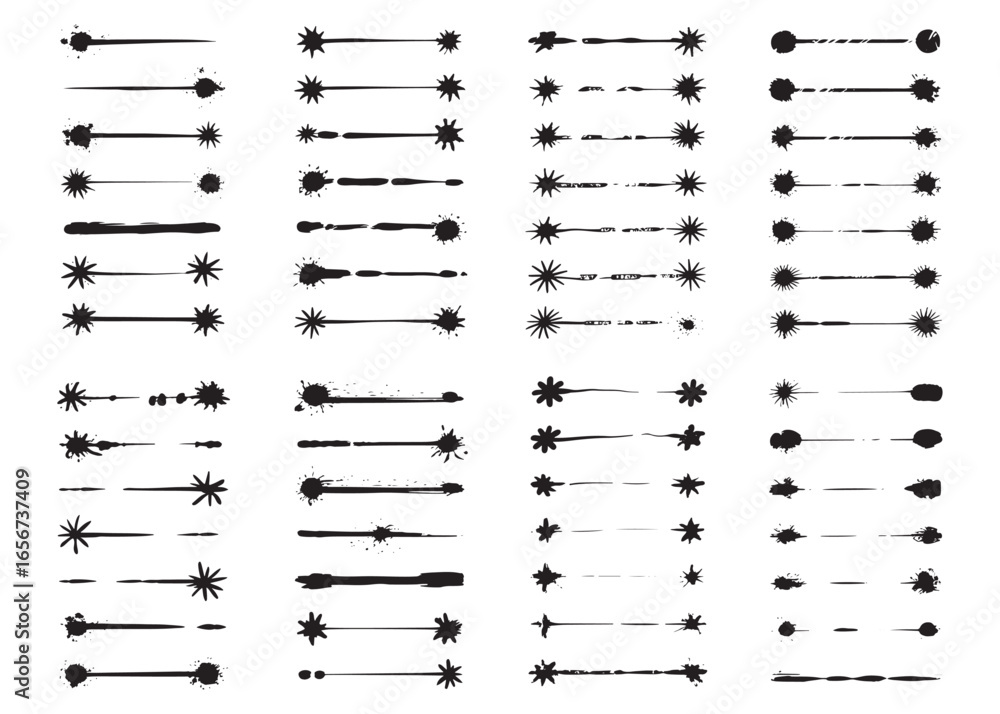 Poster assorted hand drawn dividers and decorative elements with grunge and rustic textures for creative de