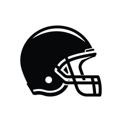 Black American football helmet icon on a white background sport equipment