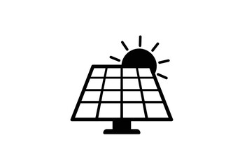 Solar Panel Icon | Renewable Energy Symbol | Sustainable Power Graphic | Solar Energy Vector | Eco-Friendly Technology Illustration