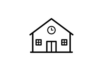 House Icon with Clock | Time Management Symbol | Home Scheduling Graphic | Residential Clock Vector | Home Time Illustration | Lifestyle Organization Design