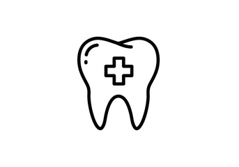Dental Tooth Icon with Medical Cross | Oral Health Symbol | Dentistry Treatment Graphic | Tooth Care Vector | Healthy Teeth Illustration