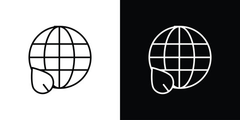 Fototapeta premium Globe Icon with Leaf, Isolated on White Background