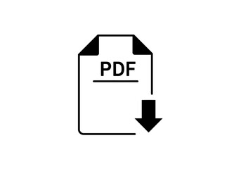 PDF Download Icon | Document File Symbol | Digital Report Sign | Online Ebook Format | Data Sheet Graphic | Printable Paper Vector Illustration