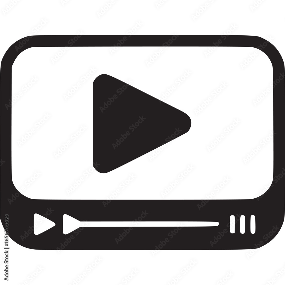 Poster vector art of video player with play button icon for online media streaming