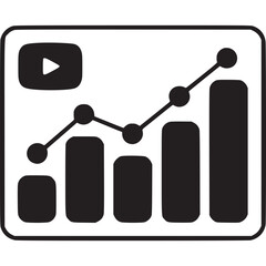 Illustration of a youtube channel analytics graph showing growth