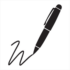 Minimalist black pen silhouette writing or drawing with white background