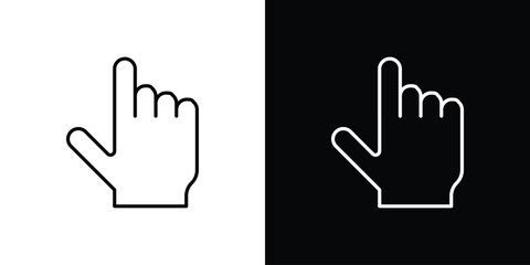 Hand Cursor Icon in Two Variations Isolated on White and Black Backgrounds