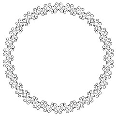 Black round vintage vector frame on a white background. EPS 10