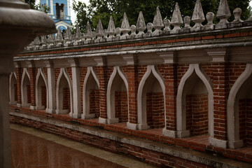 Historical old bridge of red brick of the fortress