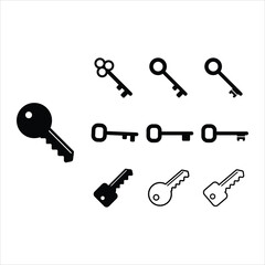 simple keys vector icon set on white background