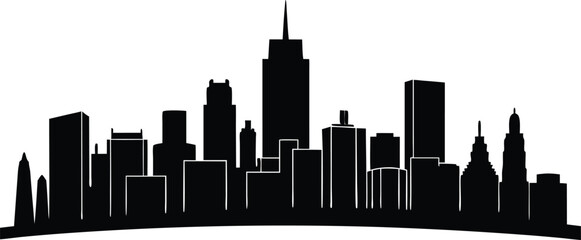 Iconic chicago skyline silhouette on a clean white background