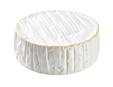 Camembert cheese wheel isolated on transparent background