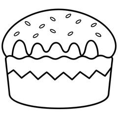 Minimal Easter Cake Line Drawing