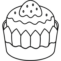 Minimal Easter Cake Line Drawing