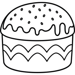 Minimal Easter Cake Line Drawing