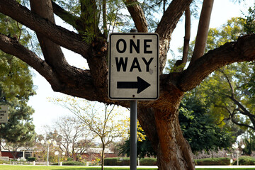 One Way Street Sign Indicating the Direction