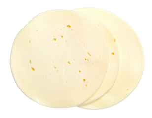 Provolone cheese slices isolated on transparent background