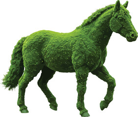 Green topiary horse sculpture