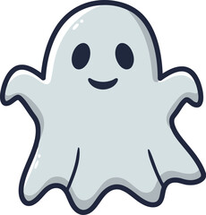 Cute friendly ghost character illustration