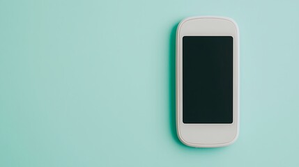 A sleek, modern smartphone rests against a light mint green background, showcasing its minimalist design and touch screen.