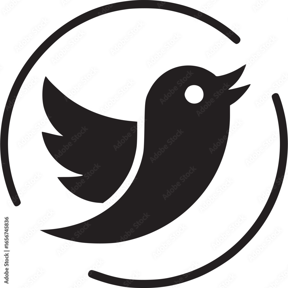 Poster vector art of a sleek bird logo design, featuring a modern and minimalist style with a circular elem