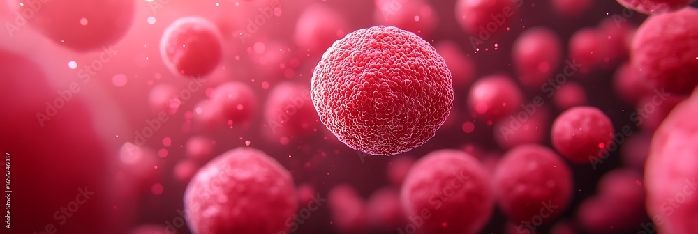 Poster a close-up view of red cells in a vibrant, abstract representation, showcasing their intricate struc