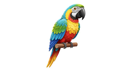 Fototapeta premium Colorful Macaw Parrot on Branch Vivid Bird Illustration for Nature Enthusiasts