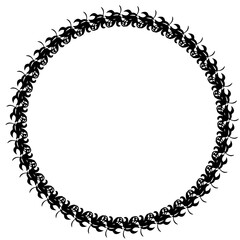 Black round vintage vector frame on a white background.