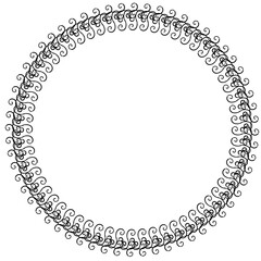 Black round vintage vector frame on a white background.
