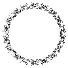 Black round vintage vector frame on a white background.