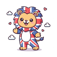United Kingdom (Lion): A lion from the United Kingdom wearing a mascot costume of the Union Jack flag.