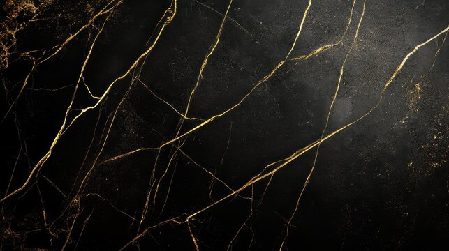 Minimalist abstract network lines on black marble texture, luxury business background, gold accents, crisp detail. - Powered by Adobe
