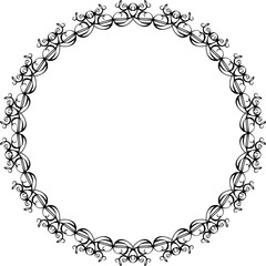 Black round vintage  frame on transparent background. PNG, 300 DPI