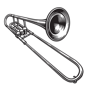 black and white trombone musical instrument clip art preview