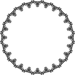 Black round vintage  frame on transparent background. PNG, 300 DPI