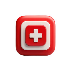 Obraz premium Red and white square button with a plus sign