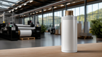 Obraz premium Biodegradable tube on a packaging line in a workshop