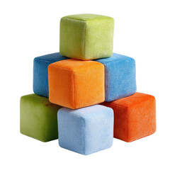 Stacked soft fabric cubes in vibrant colors