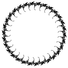 Black round vintage frame on a white background. JPG, 300 DPI.