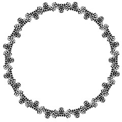 Black round vintage frame on a white background. JPG, 300 DPI.